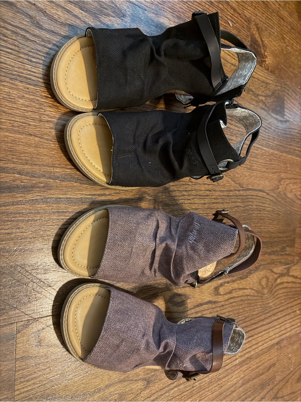 2 PAIRS - women’s size 8.5 BLOWFISH.  Open-Toe Slingback Sandals - Black & Brown